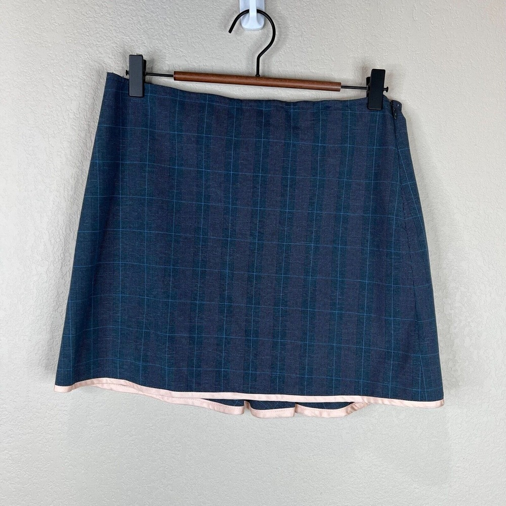 Rebecca Taylor Mini Skirt 6 Women's Plaid Pattern Flat Front Blue Pink Y2K